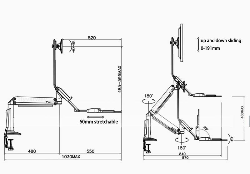 Giá Treo Màn Hình Máy Tính Kết Hợp Bàn Phím FC35